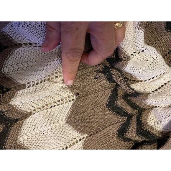 Ember Cardigan Sweater Women's size Medium Chevron Open Knit Brown & White - Picture 8 of 12